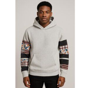 NWT California Outfits Patchwork Sleeve Hoodie Sweatshirt Gray Medium Unisex